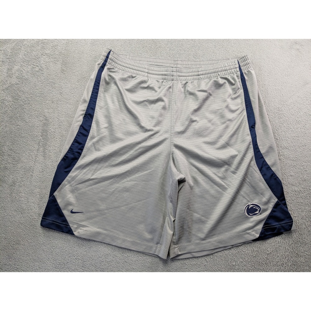 Nike Team Penn State Nittany Lions Mens Grey Navy Athletic Shorts Medium